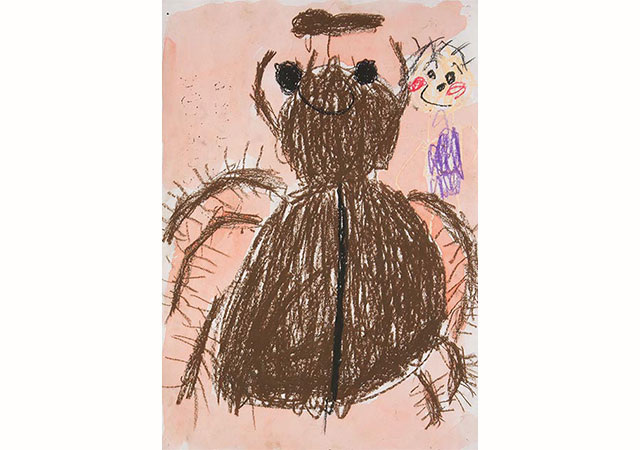 図画作品タイトル「かぶと虫をつかまえたよ」