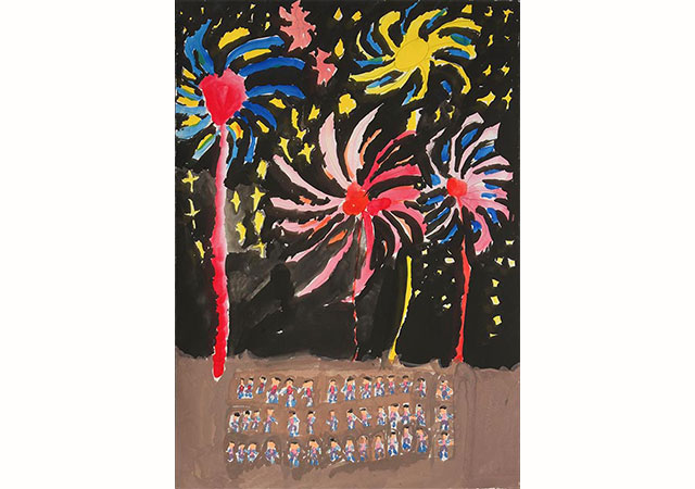 図画作品タイトル「三国花火」