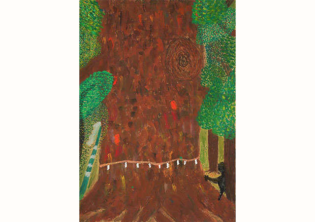 図画作品タイトル「稲荷の大杉」