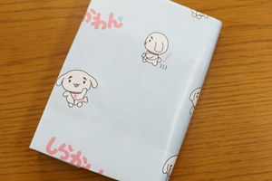 思わず買いました。すると、白河市のキャラクター「しらかわん」がデザインされたカバーをつけてくれた。かわゆい…。