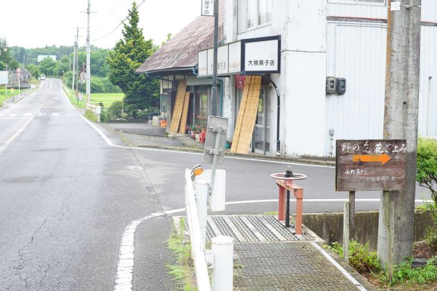 小さな案内板が…。矢印の方向へ。