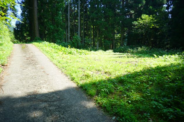 道の右手に空き地が。ここは…