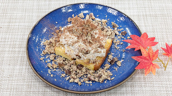 『秋ならではの食材を使って』甘栗は削って【甘栗とバニラアイスのモンブラン風】