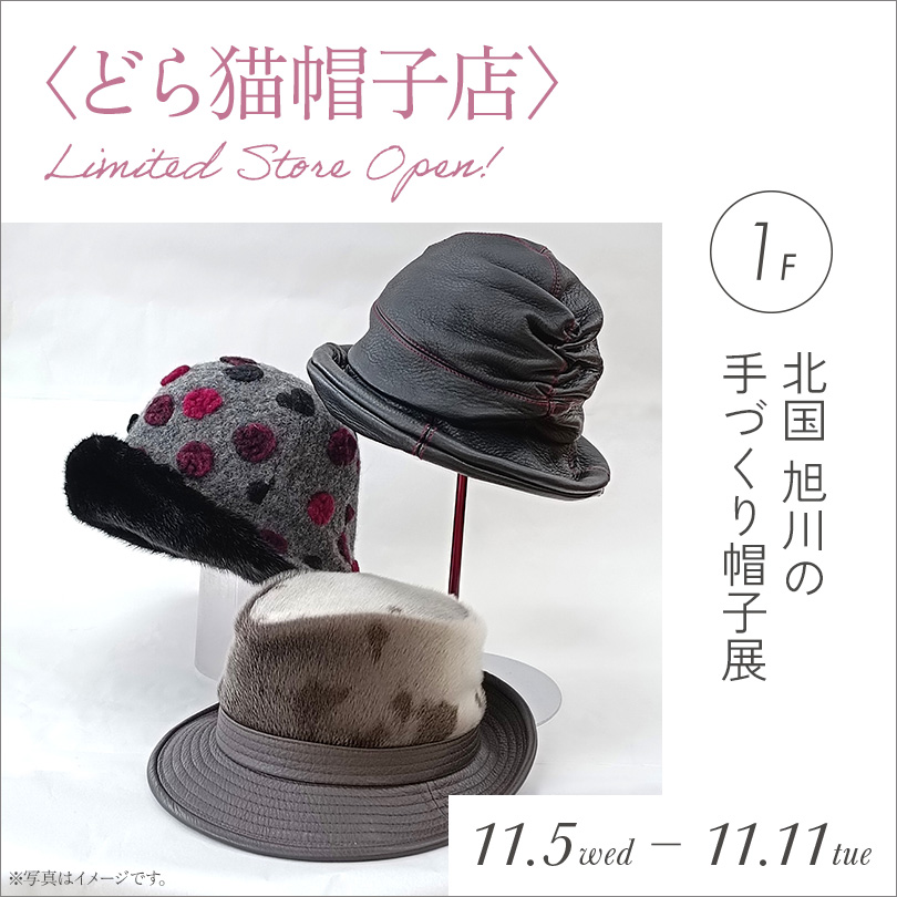 〈どら猫帽子店〉 北国 旭川の手づくり帽子展